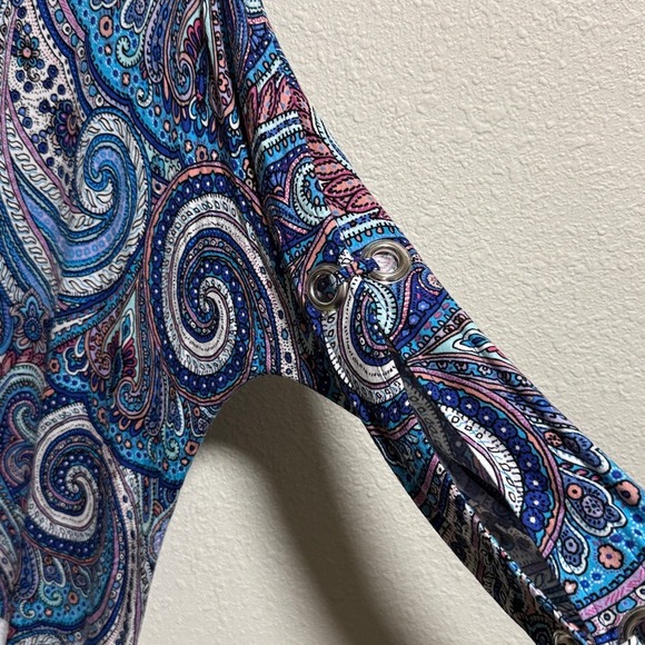 Cable & Gauge Women‎ Cold Shoulder Paisley Print 3/4 Sleeve Tunic Top Size L - Picture 5 of 7